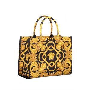 NEW VERSACE women's medusa barocco canvas tote bag in black
